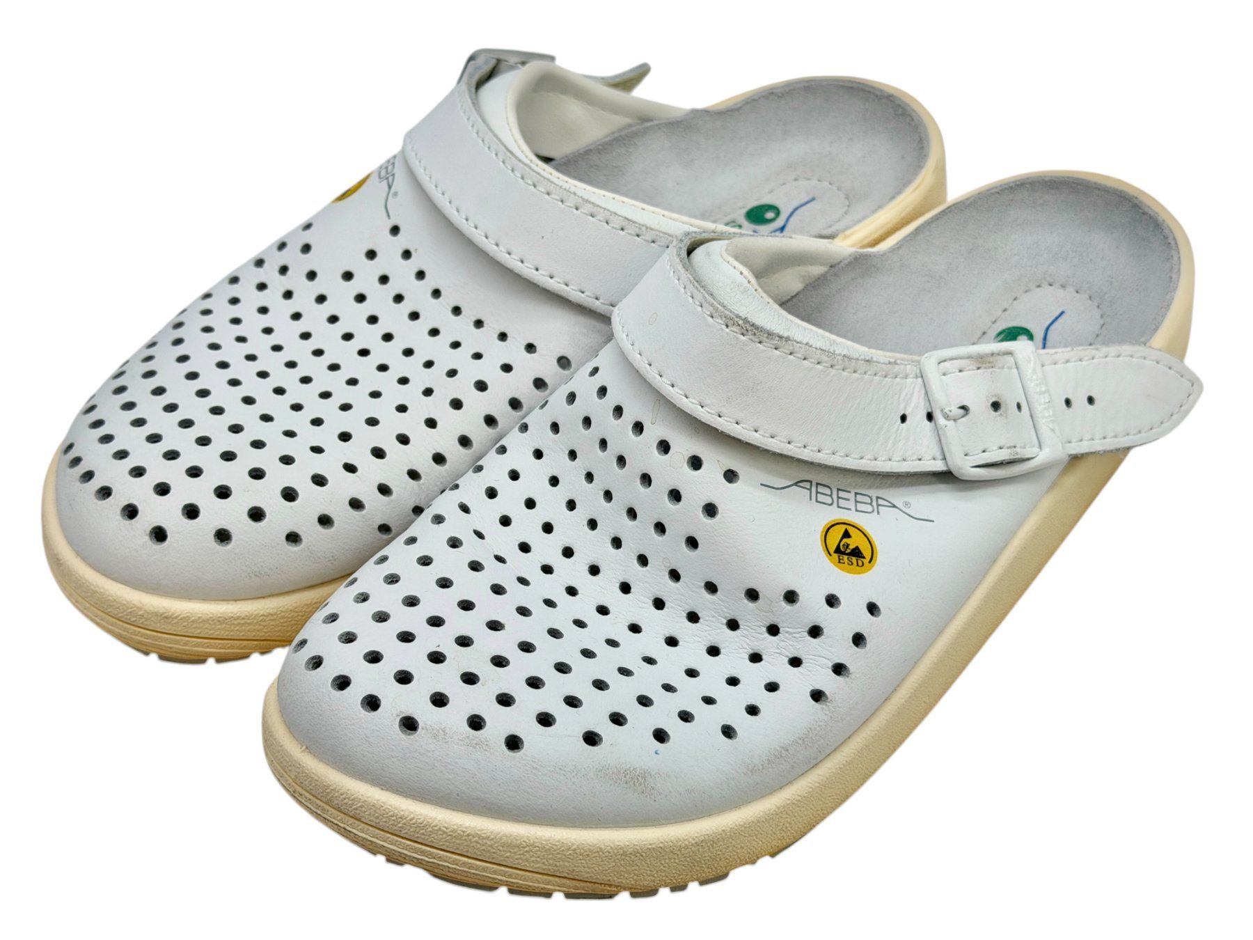 Scarpe da uomo: Sabots Abeba en cuir blanc, Pointure 40 – Usato da Morges venduto da objetsdepoque 3