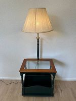 Vintage Beistelltisch integrierter Tischlampe und Ablagefach