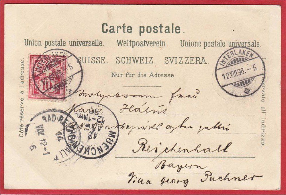 Cartes postales: INTERLAKEN LITHO 1896 – D'occasion à Grüningen par Kartenlaube 1