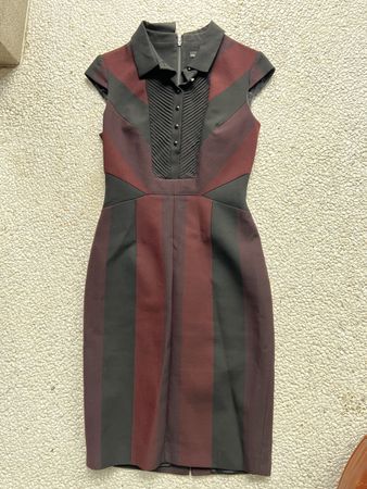 Karen Millen UK 10 Dress, Burgundy/Black