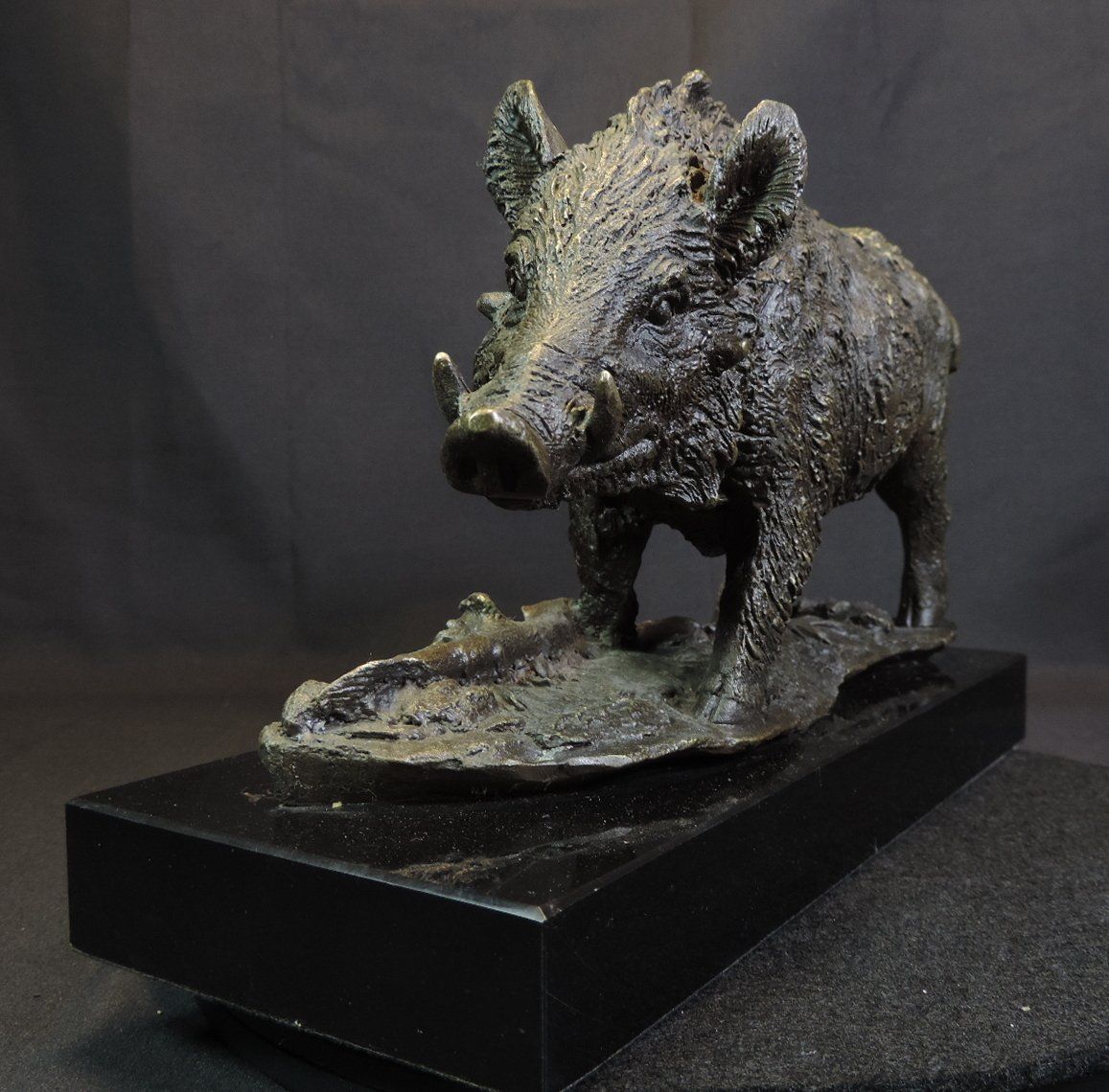 Statuette: Signierte Bronze Figur, Wilschwein – Usato da Duggingen venduto da roterbambus 4