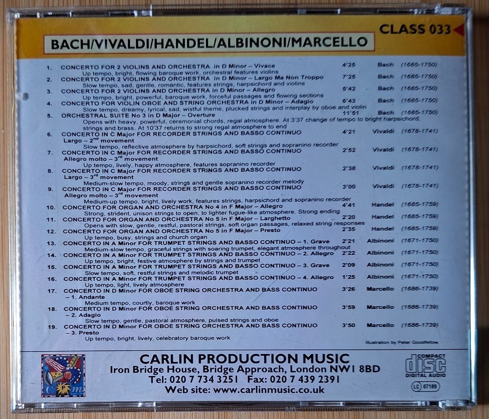 CDs: CD Carlin Classical Series - Bach Vivaldi Handel Albinoni – D'occasion à Burg AG par ..machine_rec.. 1
