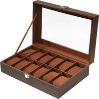 Uhrenbox Uhrenkoffer Uhrenaufbewahrung 12 Fächer Glasdeckel