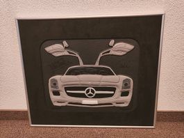 Mercedes SLS AMG Lederbild  - Unikat handsigniert
