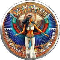 Maple Leaf 2025  Farbiger Round Egypt Isis 1 Unze SILBER