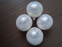 Christbaumkugeln weiss Glitzer 4er Set