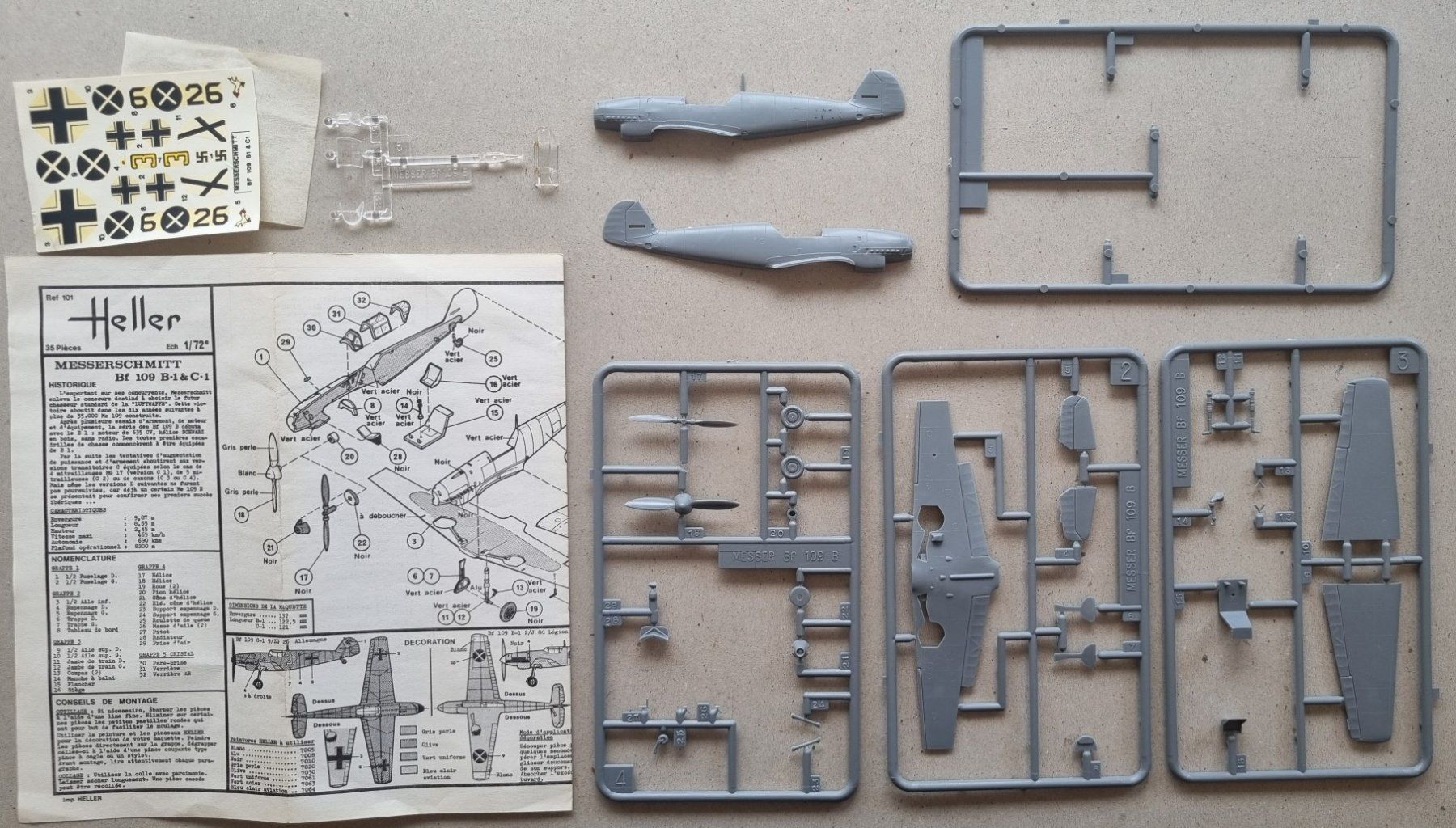 Heller Modellbausätze & Standmodelle: 1/72 Heller Bf 109B (101) – Gebraucht aus Grand-Lancy von LFW 2