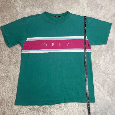 OBEY T-Shirt Herren S Logo Stripe Skate Streetwear Grün