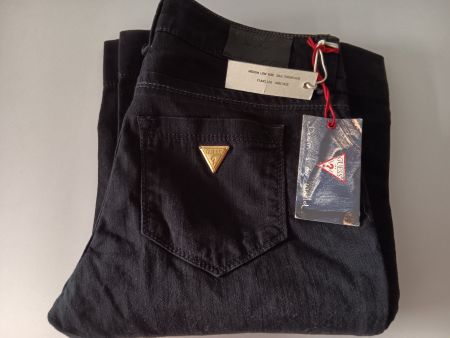 GUESS Jeans noir CHARLIE MEDIUM LOW RISE FLARE LEG 27 neuf