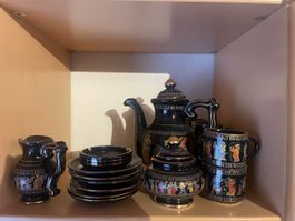 Griechisches Tee-/Kaffeeset (Jg.1901) handbemalt u. goldverz