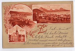 3-Bild-LITHO Gruss aus ZUG 1900