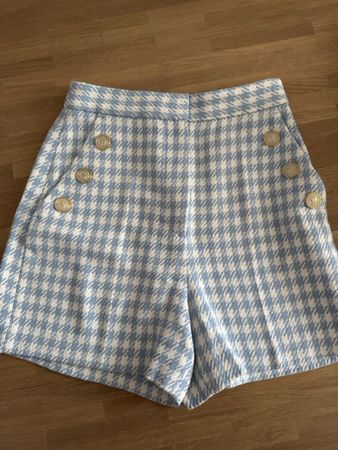 Zara kurze Hose Hellblau Weiss XS