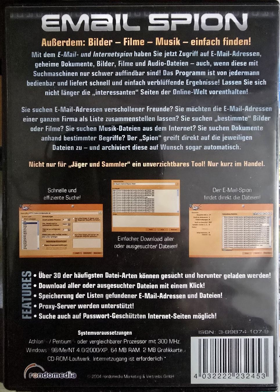 Tutti i DVDs: Email Spion PC CD-ROM Software - Finden Sie Adressen! – Usato da Winterthur venduto da Versus0 1