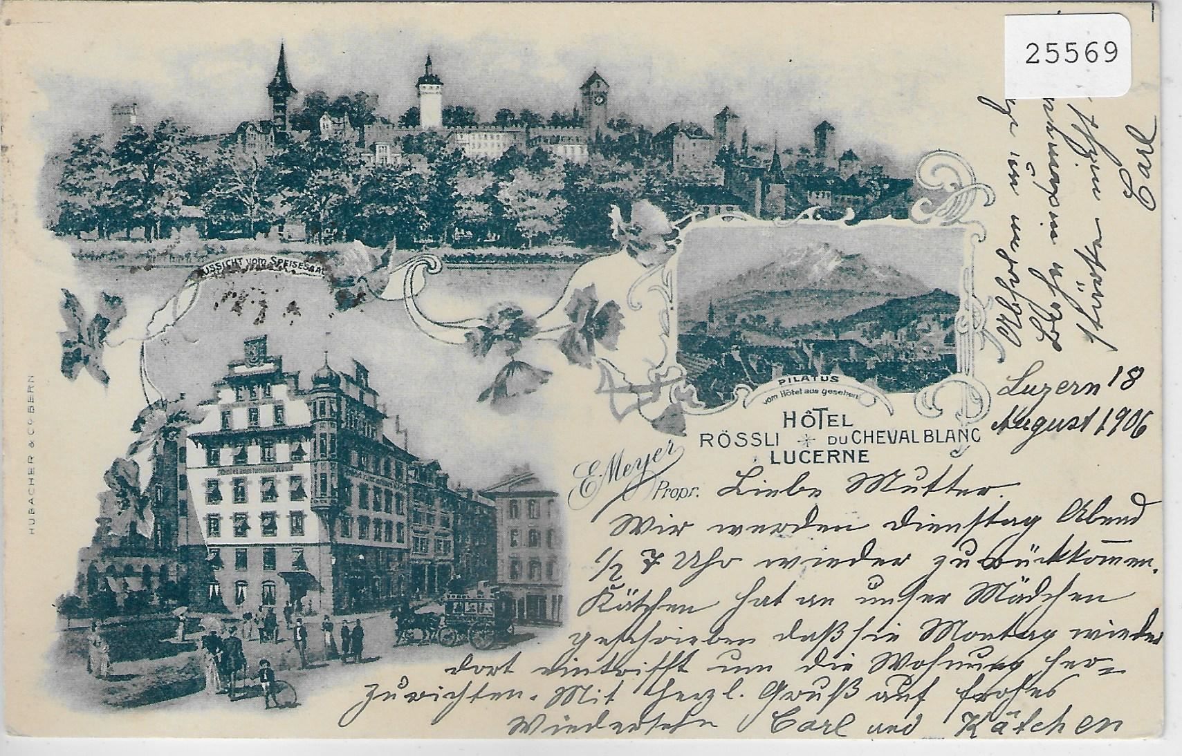 Cartoline postali: Hotel Rössli - du Cheval Blanc - Luzern – Antico da Ettingen venduto da Kartenplanet