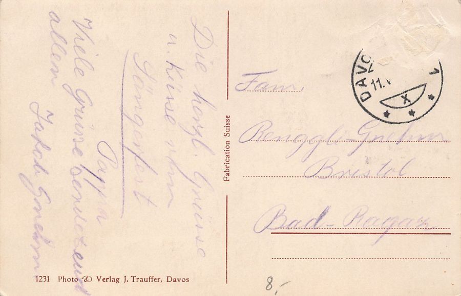 Cartoline postali: Davos, Luftaufnahme, gelaufen um 1925 – Usato da Frauenfeld venduto da POML 1