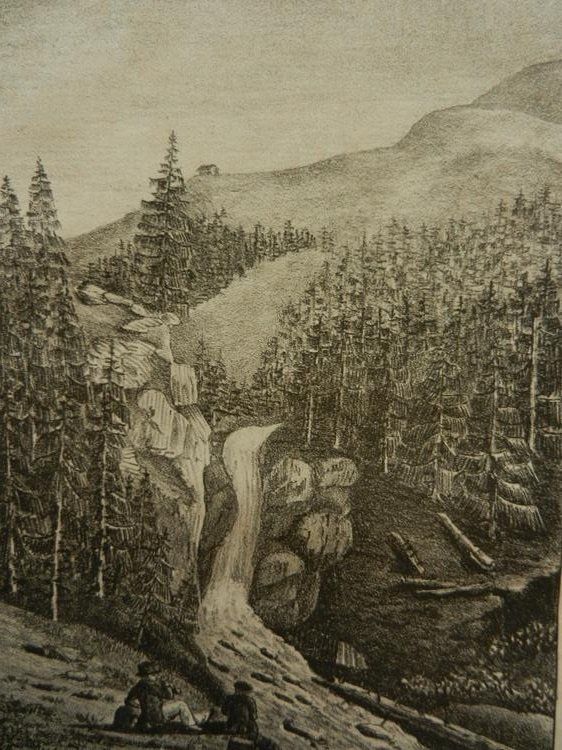 Stiche: Chûte de Groslaui Lithographie – Gebraucht aus Risch von Antikfee 1