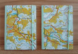 Lot 2 carnets (notebook) faits main, carte suisses, 10x14 cm
