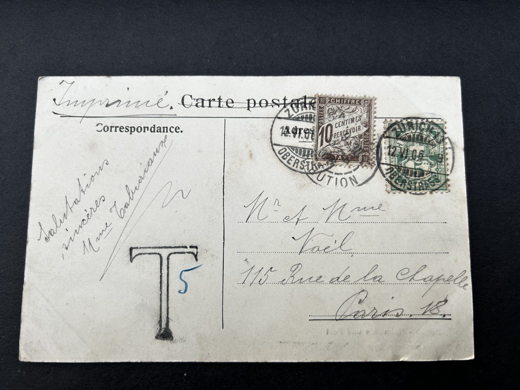 Cartoline postali: Zürich - Helmhaus und Post 1906 – Usato da Hefenhofen venduto da Bierinder 1