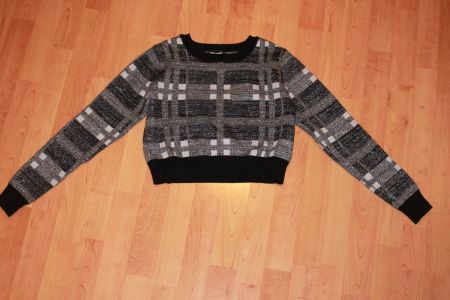 schwarz weiss silber Bauchfreier Pulli S Tally Weijl