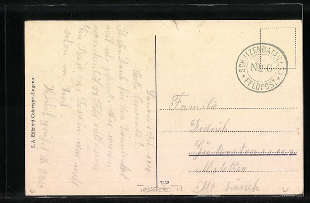 Ansichtskarten: AK Tesserete, Veduta generale, 1916 – Gebraucht aus Berlin von bartko-reher 1