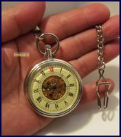 Neue Taschenuhr mit Kette Silber Gold Automatik NEU