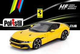 FERRARI 12 CILINDRI 2024 GELB m.VITRINE 1:18 POLISTIL.