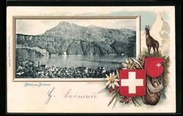 Passepartout-Lithographie Gersau, Ortspa