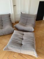 TOGO Sessel & Pouf Ligne Roset, neu bezogen mit Wollstoff