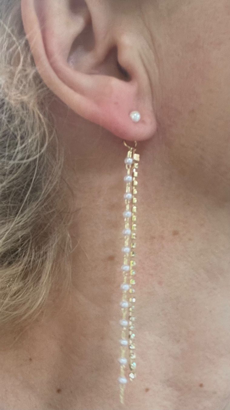 Ohrringe & -stecker: Orecchìni lunghi con perle e catene-Chic e elegante – Neu und originalverpackt aus Gordevio von LanaZimm 2