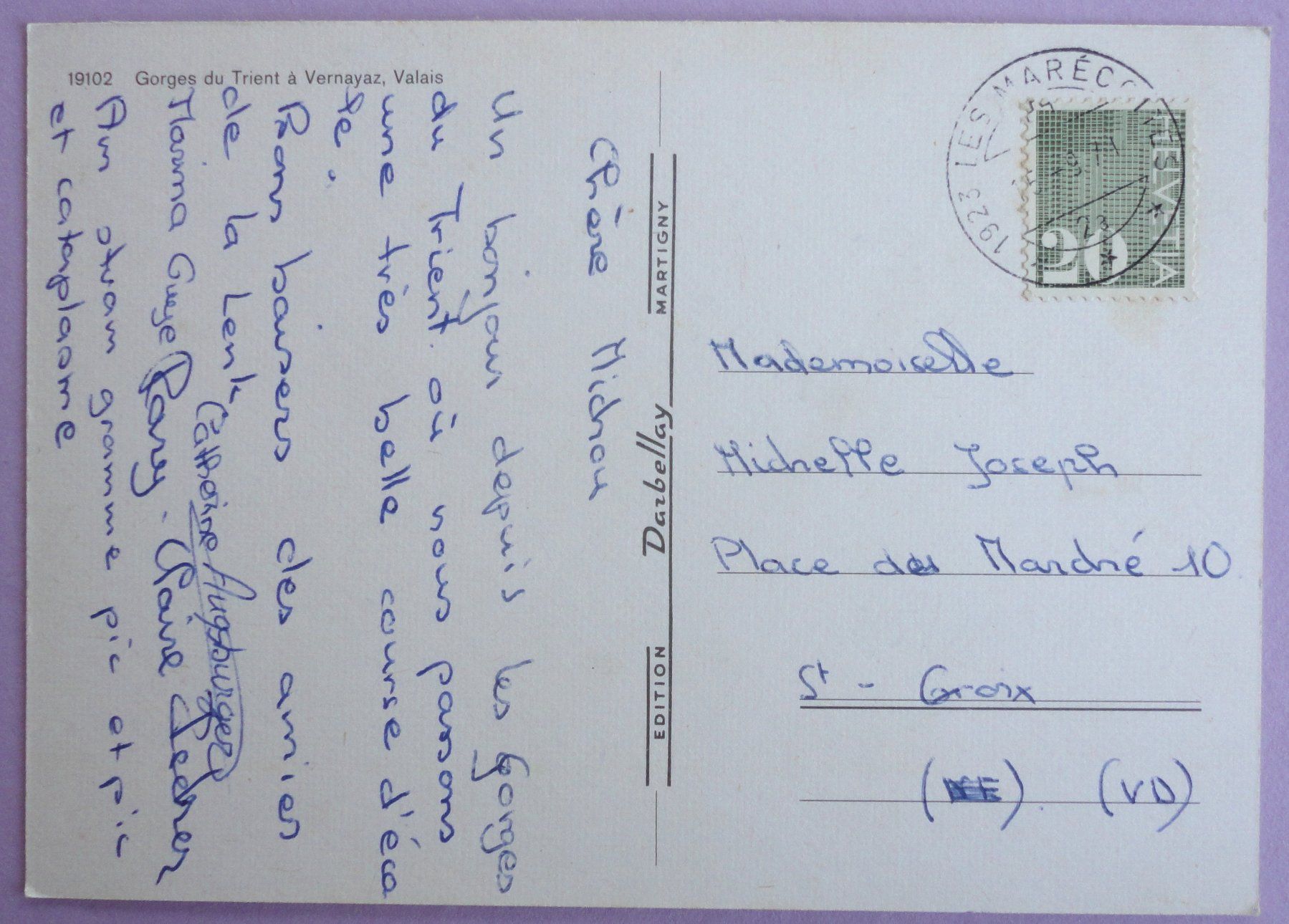 Cartoline postali: Gorges du Trient à Vernayaz – Usato da Fétigny venduto da Billy2miny 1
