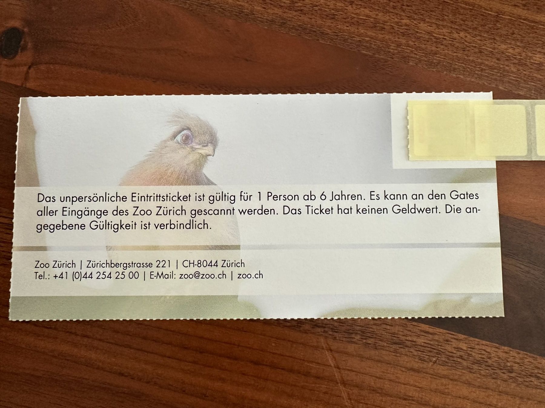 Biglietti: ZOO ZH Gratis-Eintrittsticket – Nuovo (secondo la descrizione) da Endingen venduto da Jilly-Lilly 1