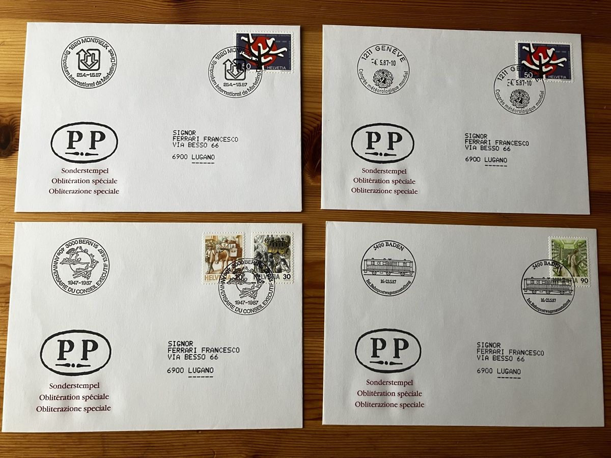 Alle Briefmarken: 10x Sonderbriefe 1987 Sonderstempel – Gebraucht aus Aarau von luck123 1