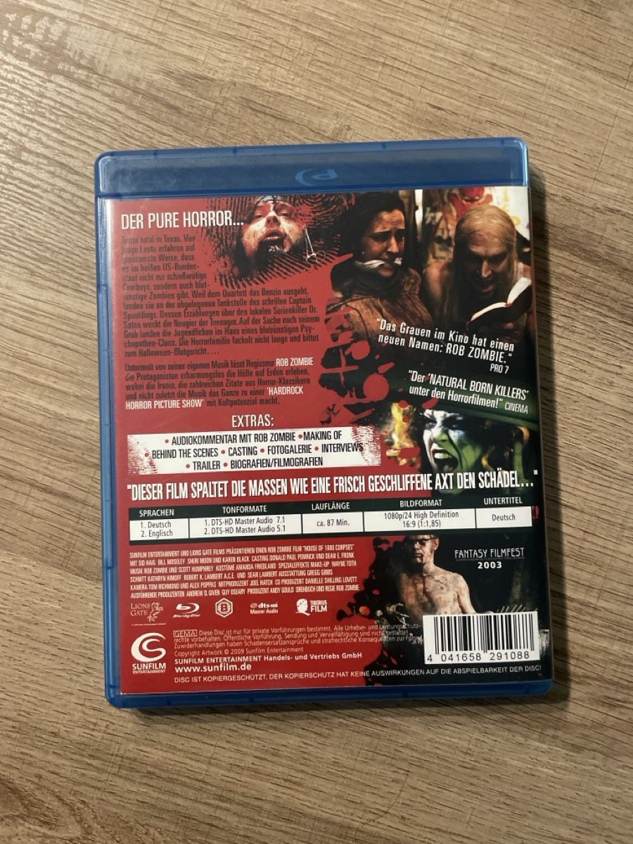 Tutti i DVDs: Haus der 1000 Leichen (2003) BluRay – Usato da Hagendorn venduto da masterchieff 1
