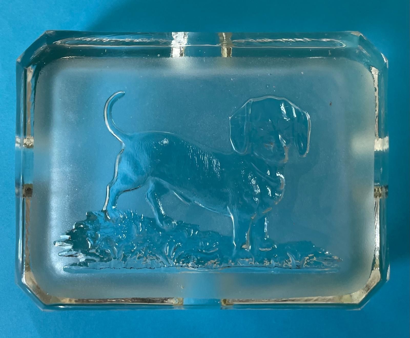 Portacenere: Alter Aschenbecher aus Glas mit Dackel – Usato da Basel venduto da Jcva 1