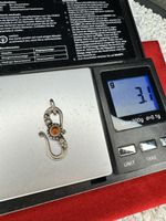 Vintage Silber-Anhänger mit Bernstein-Cabochon – 3.1g