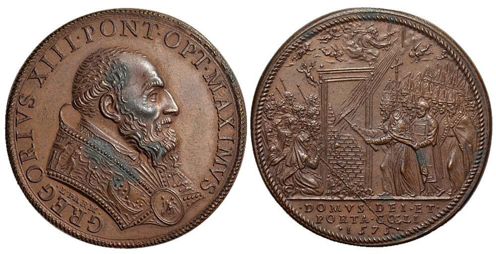 Medaglie: Rom, Gregory XIII , Bronzemedaille, Heilige Tür – Usato da Chiasso venduto da Novamarketing