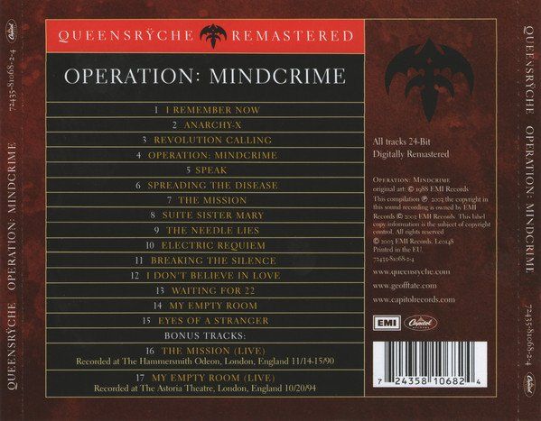 CD: CD/ QUEENSRYCHE : OPERATION_MINDCRIME (2003) REMASTERED – Nuovo (secondo la descrizione) da Geuensee venduto da Dougenegger 1