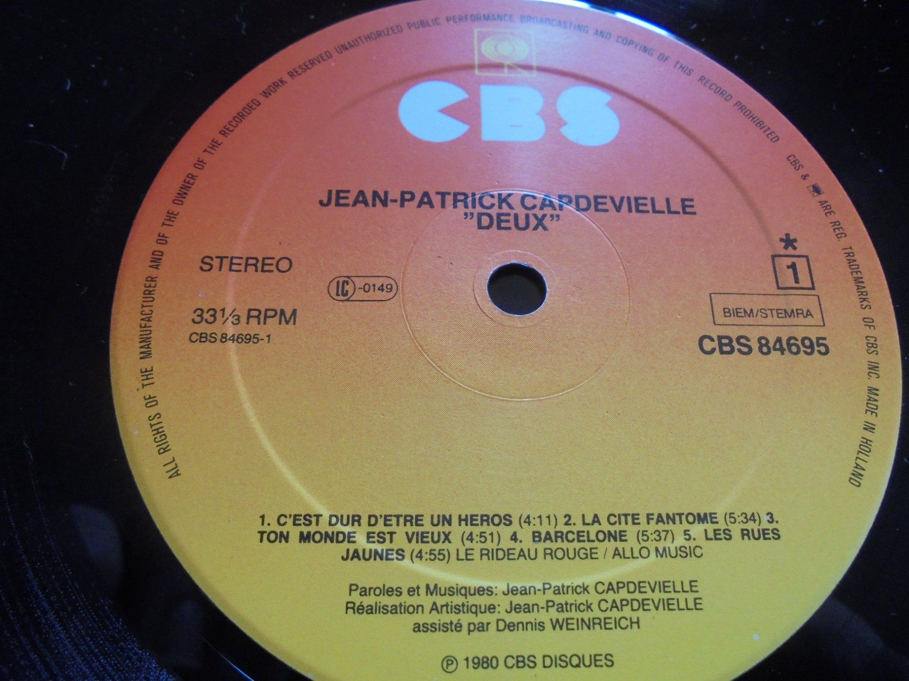 Dischi in vinile: Jean-Patrick CAPDEVIELLE " 2   " LP Hollande 1980 ( VG+) – Usato da Crissier venduto da Promopost 3