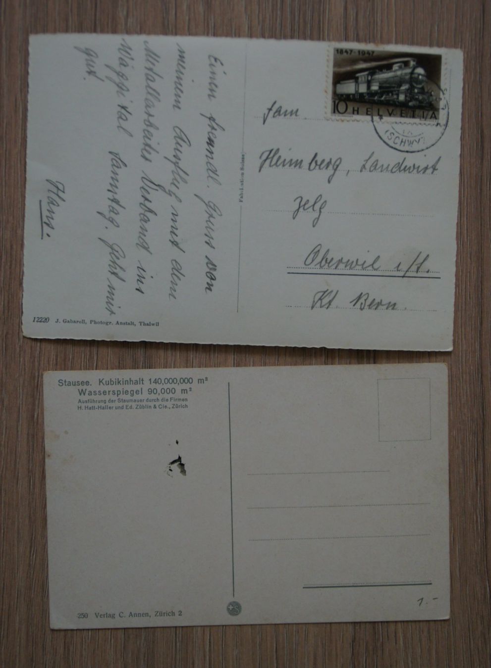 Cartoline postali: Stausee Wäggital, ca. 1930 – Usato da St. Margrethen SG venduto da maege07 1