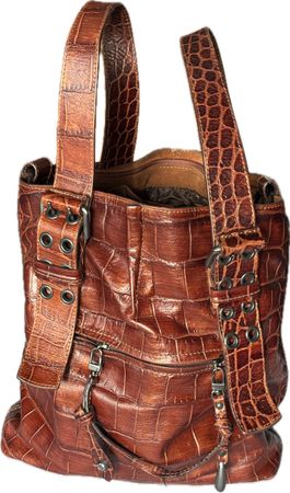 Sac à main en cuir véritable style croco Francesco Biasia
