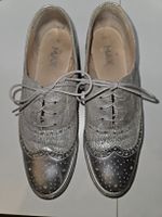Silberne Schnürschuhe Gr. 39 MAX Budapester Look
