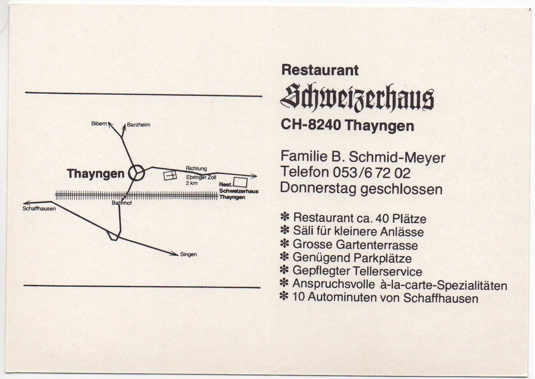 Ansichtskarten: THAYNGEN Restaurant Schweizerhaus, Auto – Neu (gemäss Beschreibung) aus Jona von philajona 1