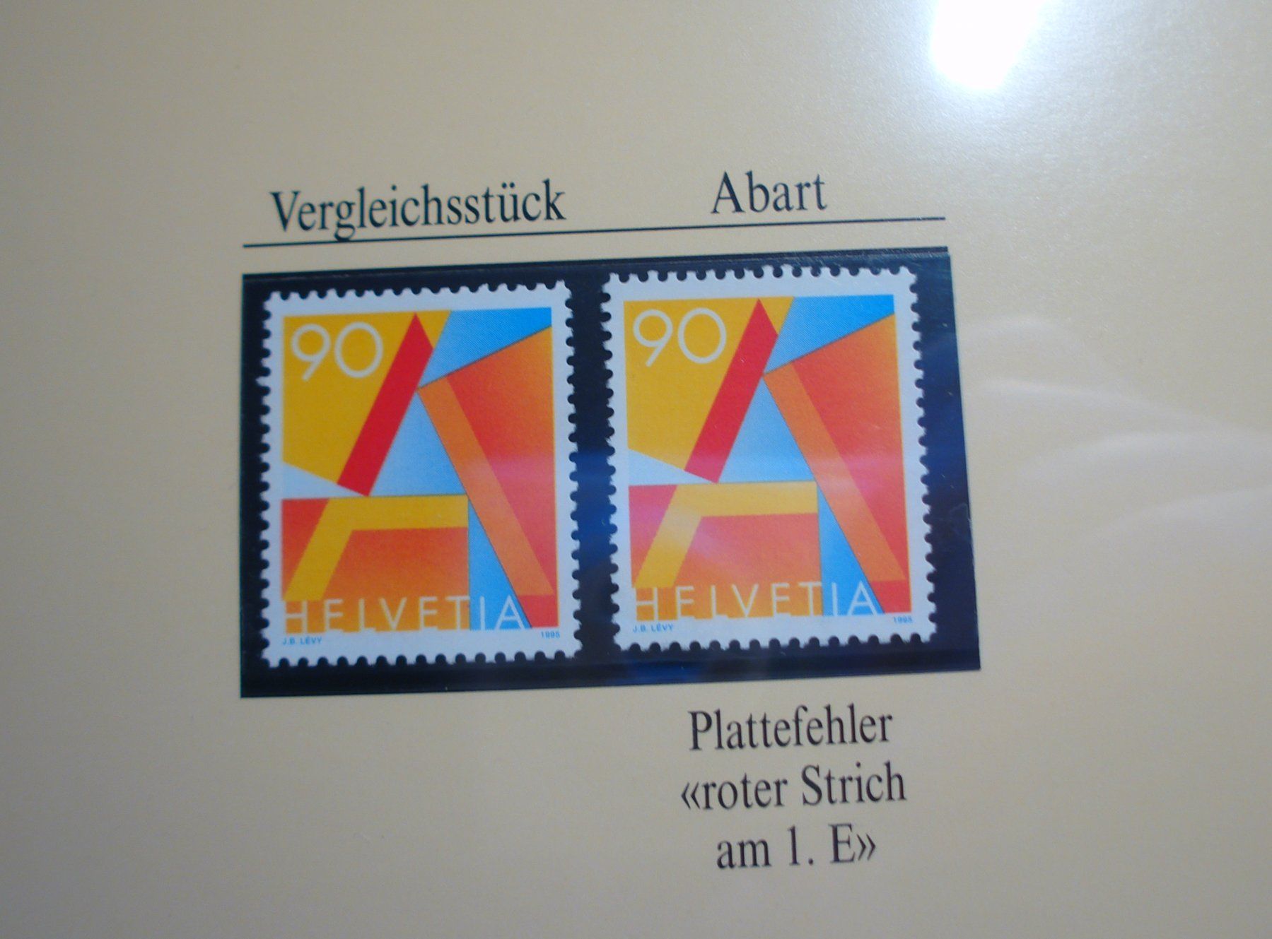 Alle Briefmarken: Abart 1995 **, A-Post-Marke, "roter Strich im 1. E" – Gebraucht aus Niederwil AG von morostahu