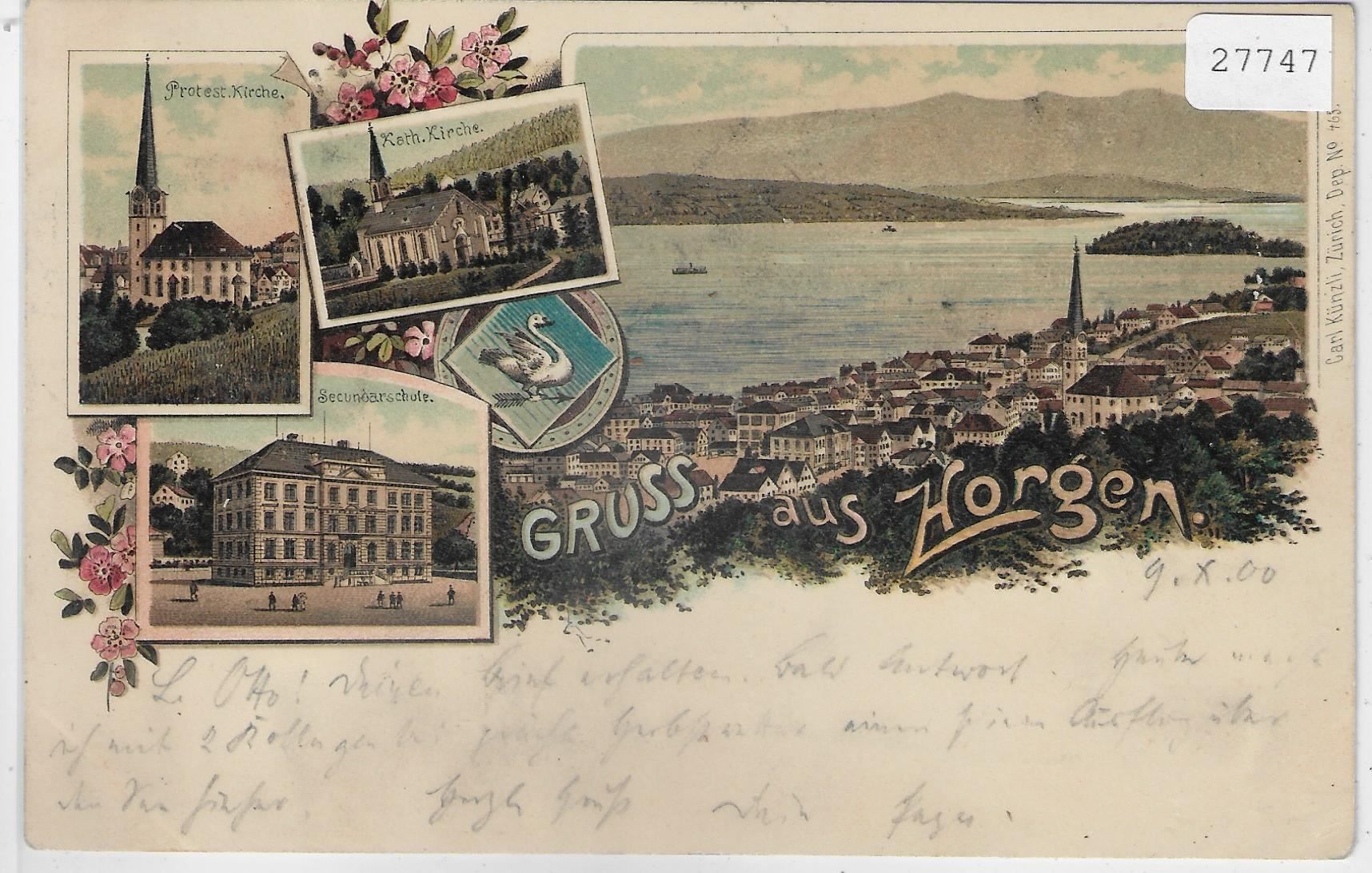 Cartoline postali: Gruss aus Horgen - Litho - UPU 1900 – Usato da Ettingen venduto da Kartenplanet