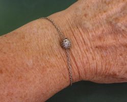 Armband mit Kugel Anhänger 925 Silber synth.  Steinchen
