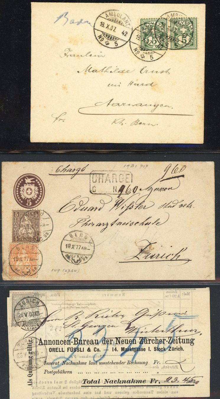 Tutti i francobolli: Posten mit ca. 33 Belegen diverser Länder ab 1877 – Usato da Basel venduto da Strubelibs 5