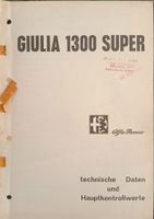 Technische Daten Alfa Romeo Giulia 1300 Super
