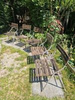 5 Gartenstühle Stahlgestell und Holz / klappbar