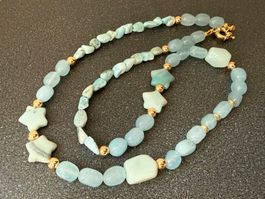 Neue Halskette – Unikat 💎 Larimar, Aquamarin & Amazonit