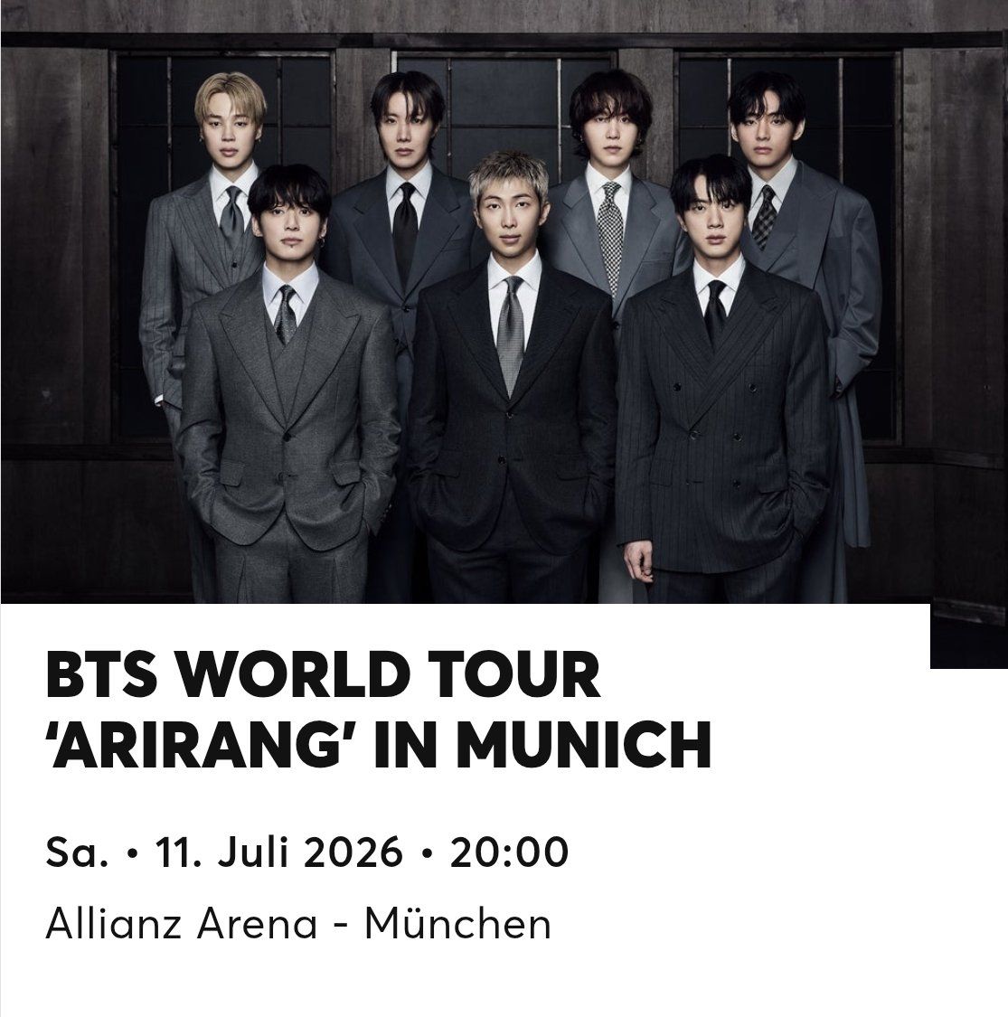 Biglietti: 1x BTS München 11.07.2026 Stehplatz Ticket – Nuovo (secondo la descrizione) da Bern venduto da cj2q